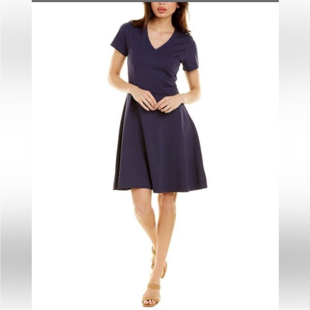 NWT Draper James Ponte V-neck Love Circle Dress Women’s Size Large